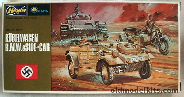 Hasegawa 1/72 Kubelwagen and BMW with Side Car, 712 plastic model kit